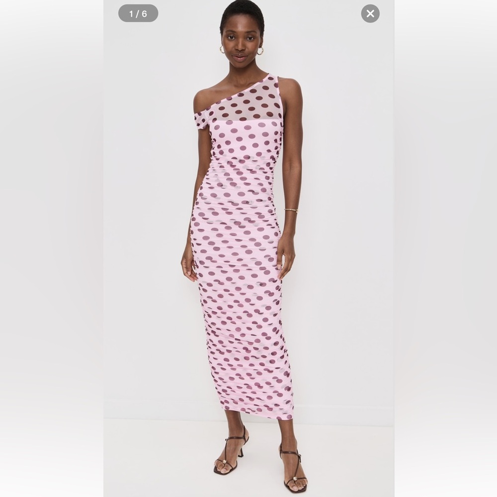 AFRM Biona one-shoulder ruched mesh maxi dress